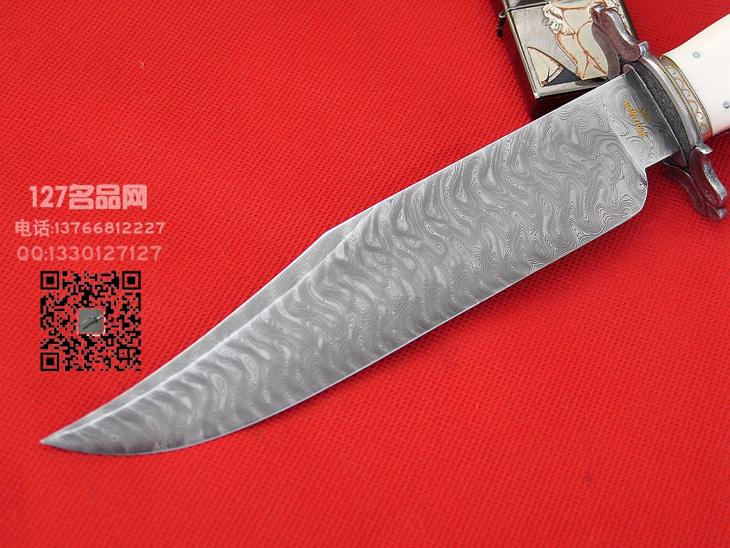 ABS手工刀匠 约翰.霍里根 大马士革牙柄维斯特博伊
