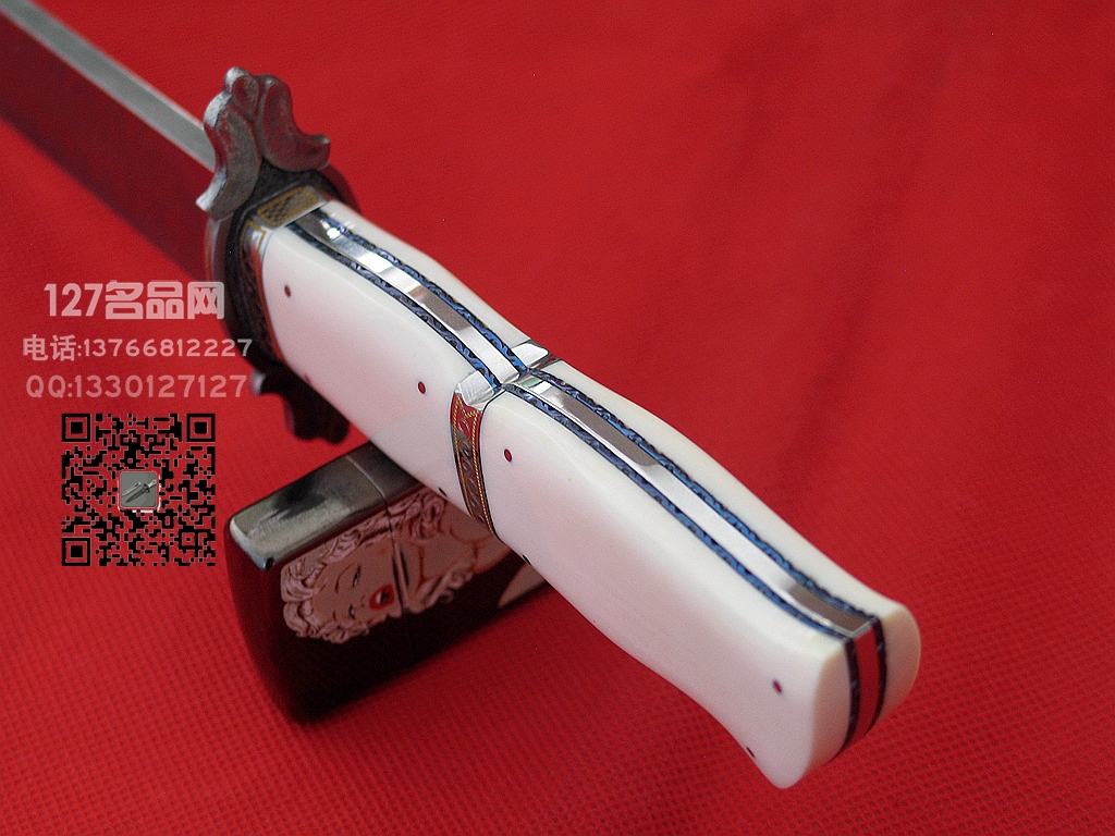 ABS手工刀匠 约翰.霍里根 大马士革牙柄维斯特博伊