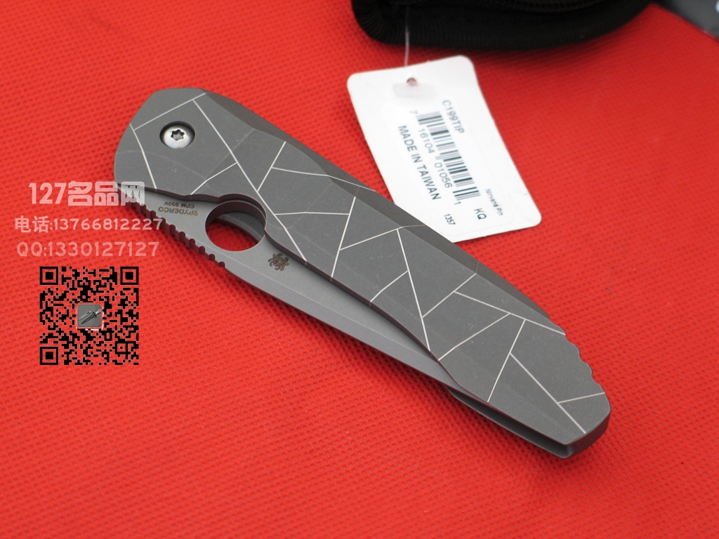 美国蜘蛛Spyderco C199TIP全钛一体柄战术折刀