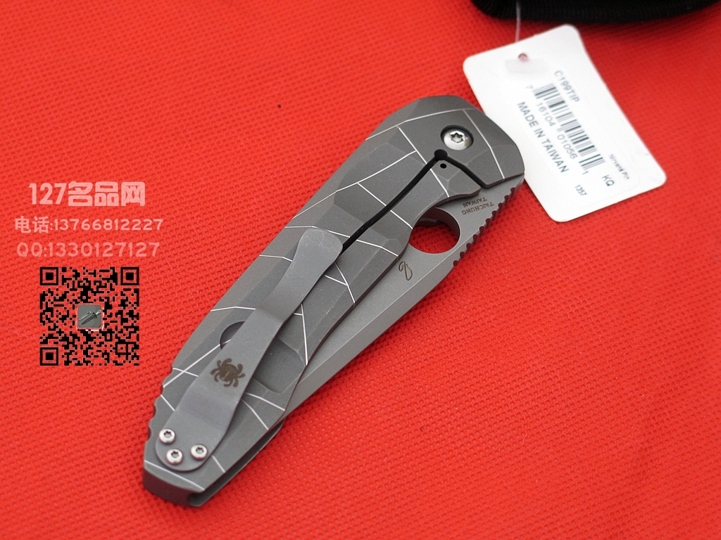 美国蜘蛛Spyderco C199TIP全钛一体柄战术折刀