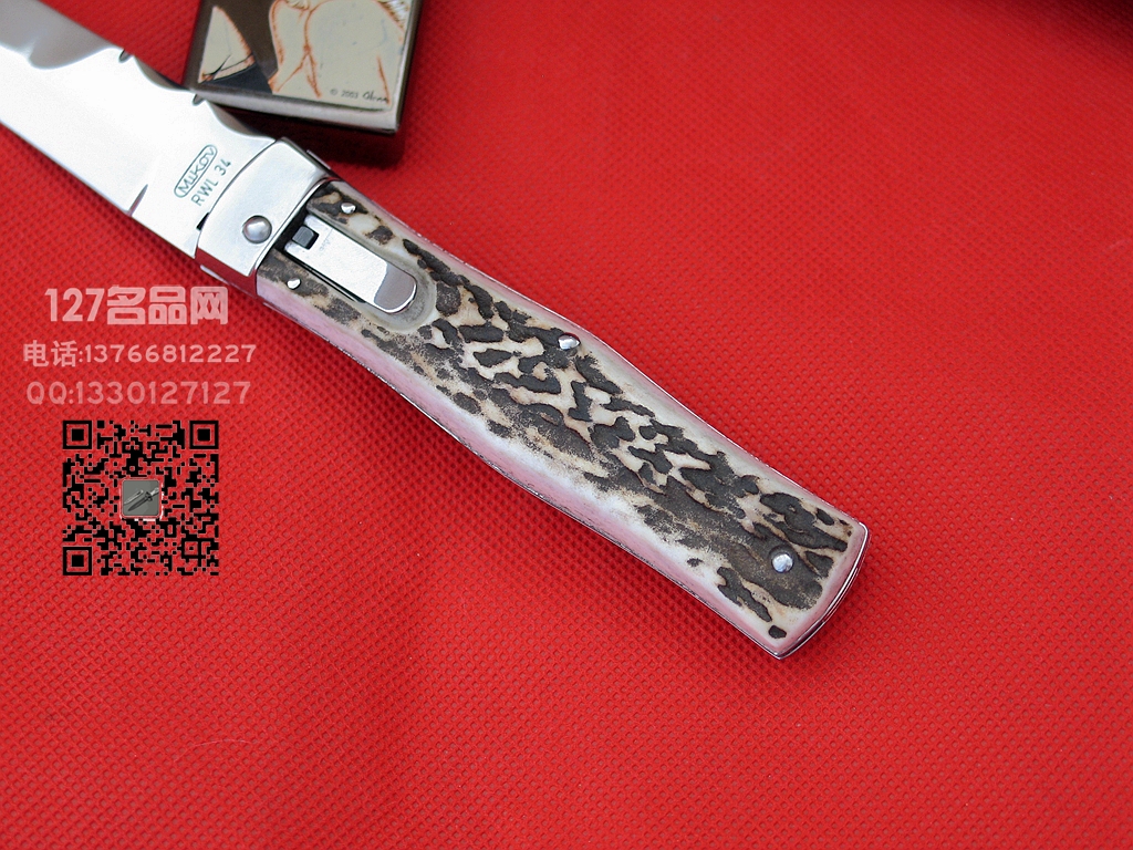 捷克麦克罗 NRP1侧跳鹿角柄自动刀 世界名刀 
