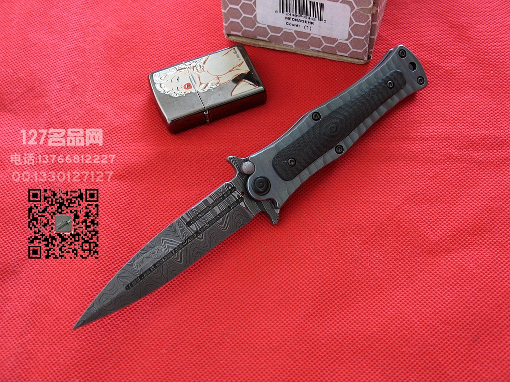 MADE HTM DDR合作版手工大马士革折刀 