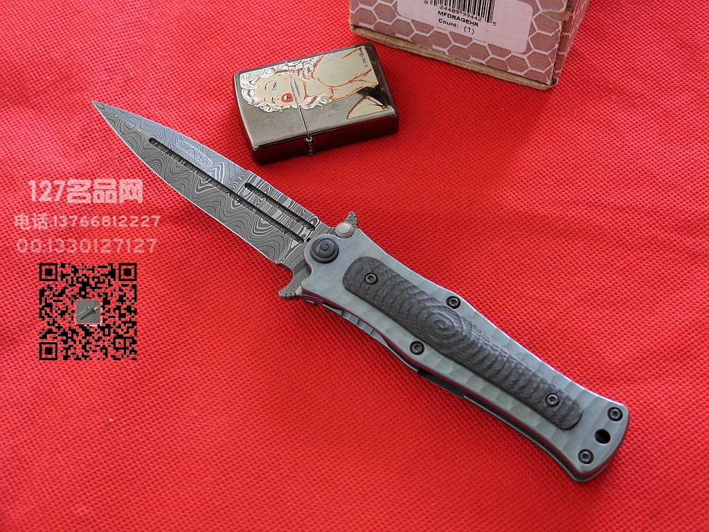 MADE HTM DDR合作版手工大马士革折刀 