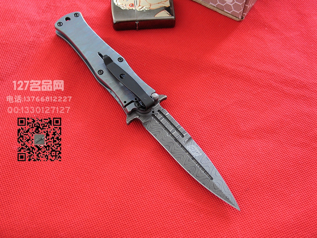 MADE HTM DDR合作版手工大马士革折刀 