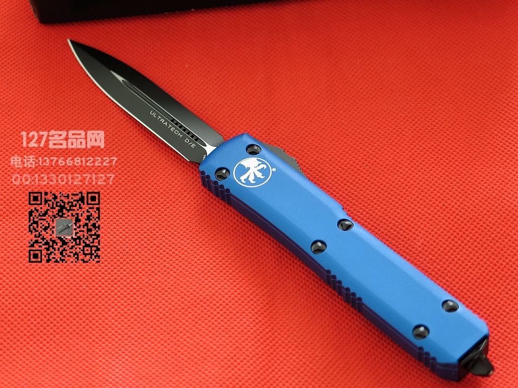 美国微技术MICROTECH122-1BL蓝色柄双刃直跳