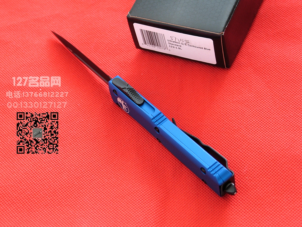 美国微技术MICROTECH122-1BL蓝色柄双刃直跳