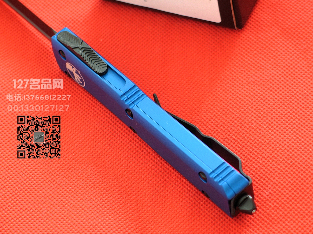 美国微技术MICROTECH122-1BL蓝色柄双刃直跳