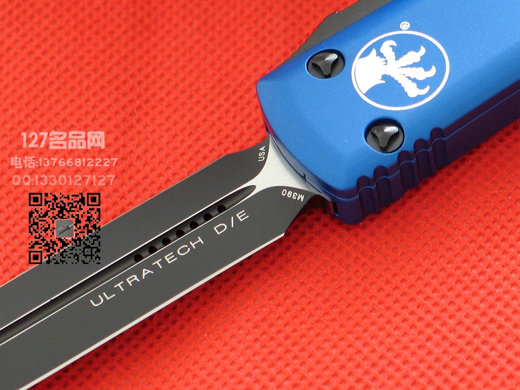 美国微技术MICROTECH122-1BL蓝色柄双刃直跳