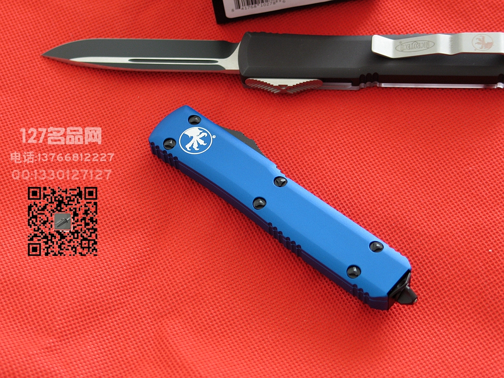 美国微技术MICROTECH122-1BL蓝色柄双刃直跳