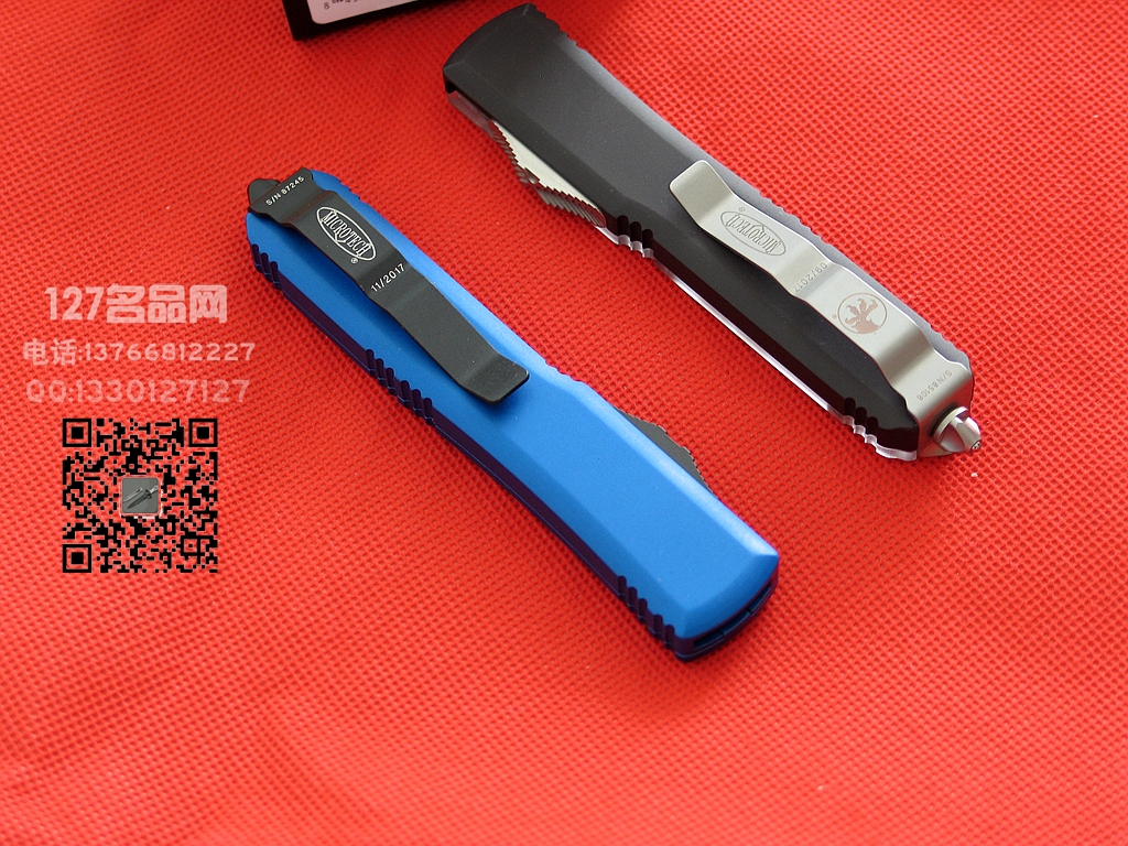 美国微技术MICROTECH122-1BL蓝色柄双刃直跳