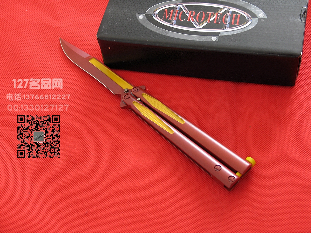 美国微技MICROTECH微技术173-1FL 限量版红黄色蝴蝶刀 