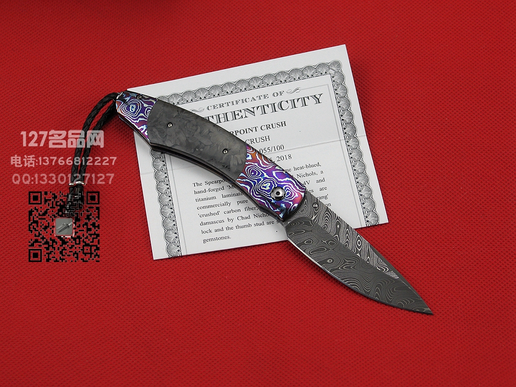 美国威廉亨利William Henry B12CRUSH 大马士革纤维柄绅士刀