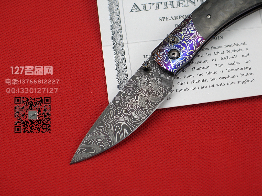 美国威廉亨利William Henry B12CRUSH 大马士革纤维柄绅士刀