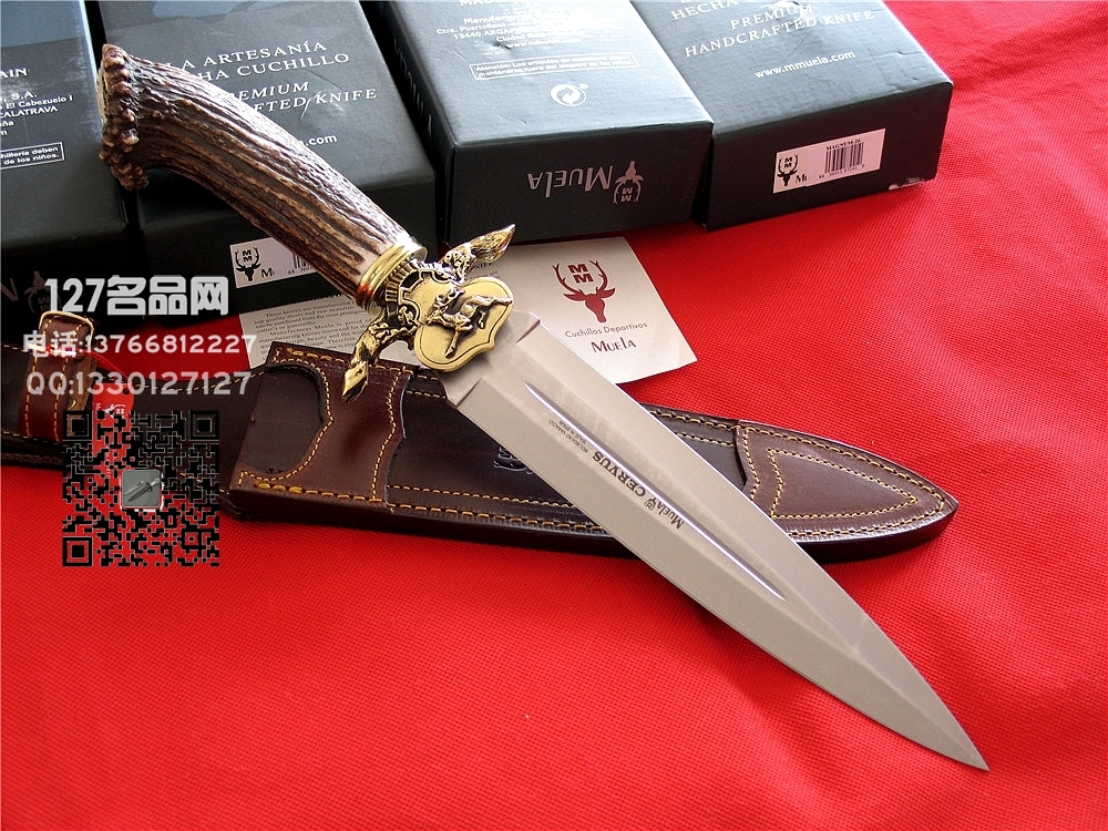 Muela西班牙鹿牌CERVUS-26L驯鹿"双刃直刀军刀猎刀127名品网