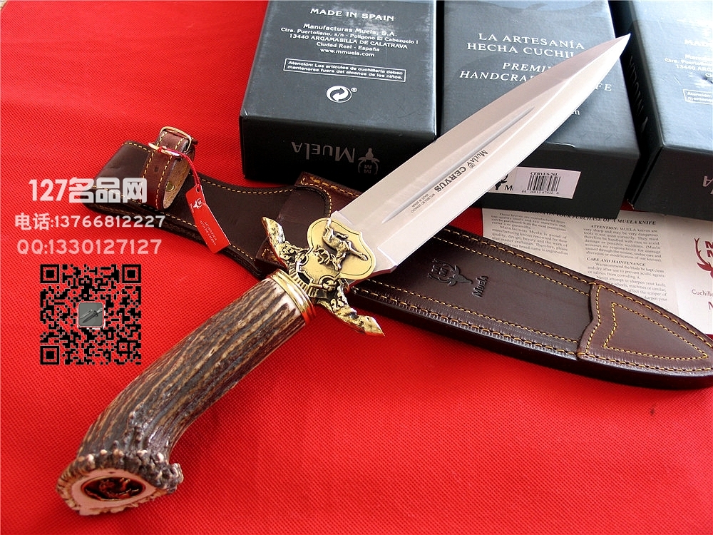 Muela西班牙鹿牌CERVUS-26L驯鹿"双刃直刀军刀猎刀127名品网