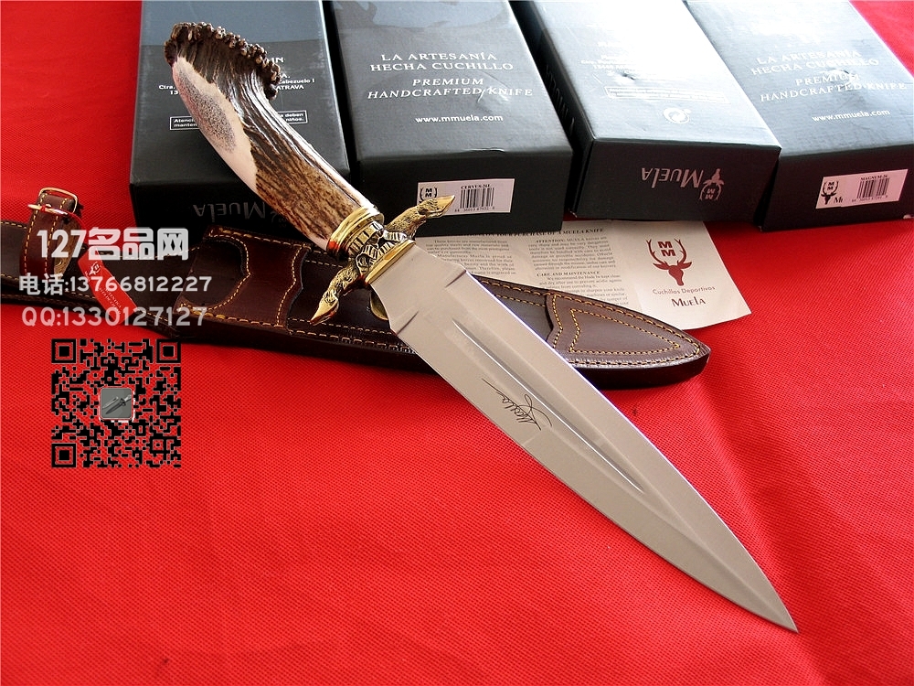 Muela西班牙鹿牌CERVUS-26L驯鹿"双刃直刀军刀猎刀127名品网