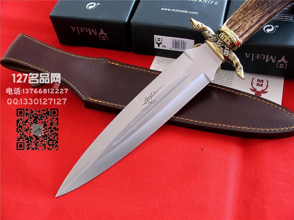 Muela西班牙鹿牌CERVUS-26L驯鹿"双刃直刀军刀猎刀127名品网