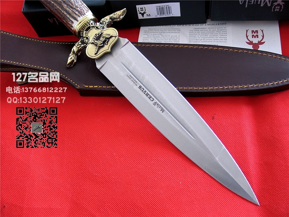 Muela西班牙鹿牌CERVUS-26L驯鹿"双刃直刀军刀猎刀127名品网