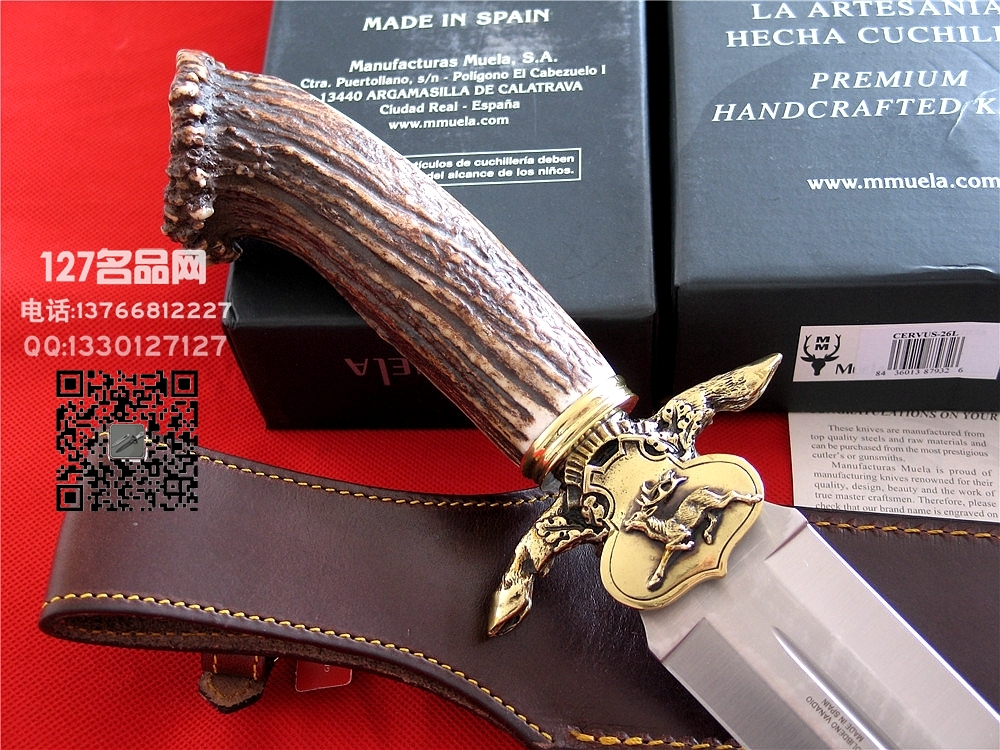 Muela西班牙鹿牌CERVUS-26L驯鹿"双刃直刀军刀猎刀127名品网