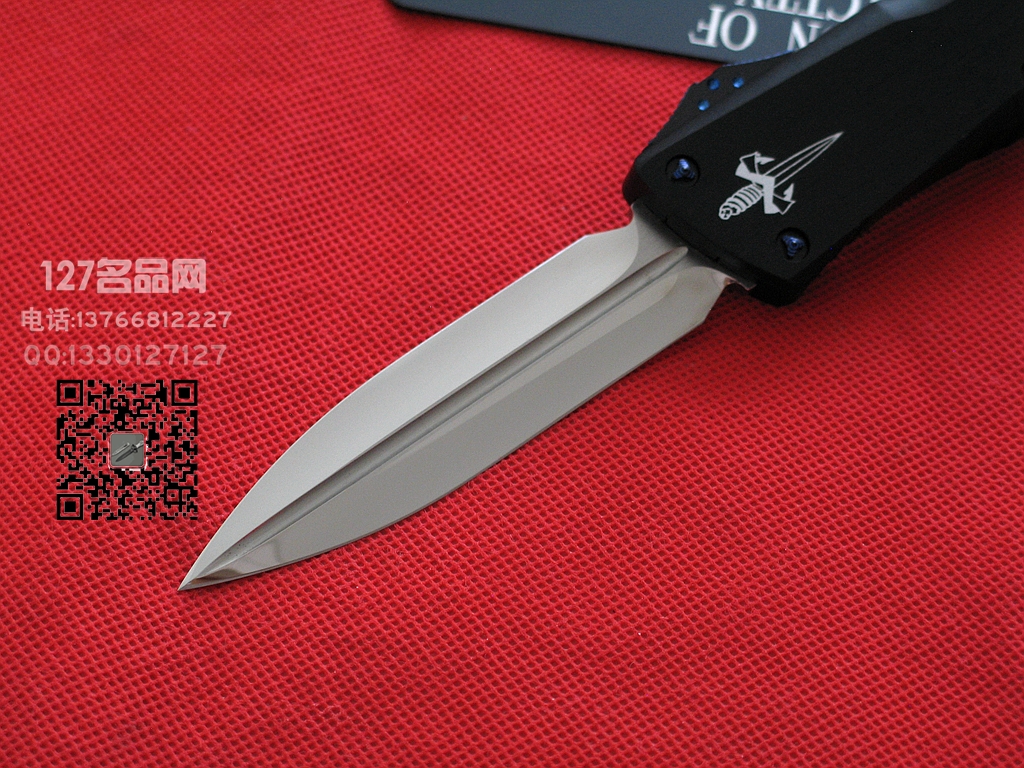 美国微技术Microtech 手工大镜面 一线通血槽 剑标战术恐龙