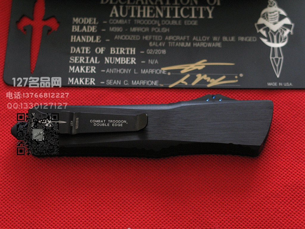美国微技术Microtech 手工大镜面 一线通血槽 剑标战术恐龙