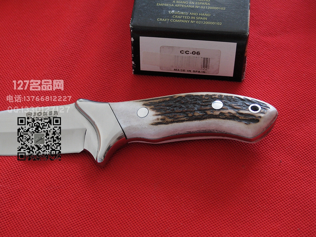 Muela西班牙鹿牌CC-06一体手工雄鹿角柄小直刀127名品