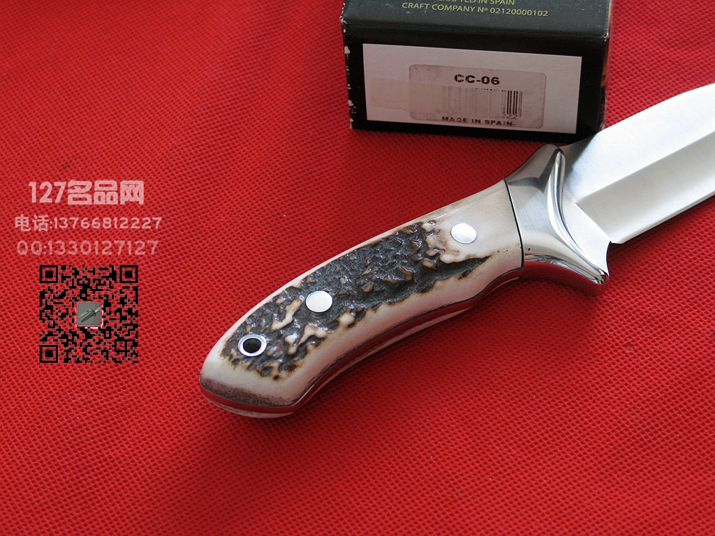 Muela西班牙鹿牌CC-06一体手工雄鹿角柄小直刀127名品