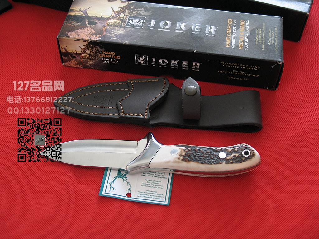 Muela西班牙鹿牌CC-06一体手工雄鹿角柄小直刀127名品