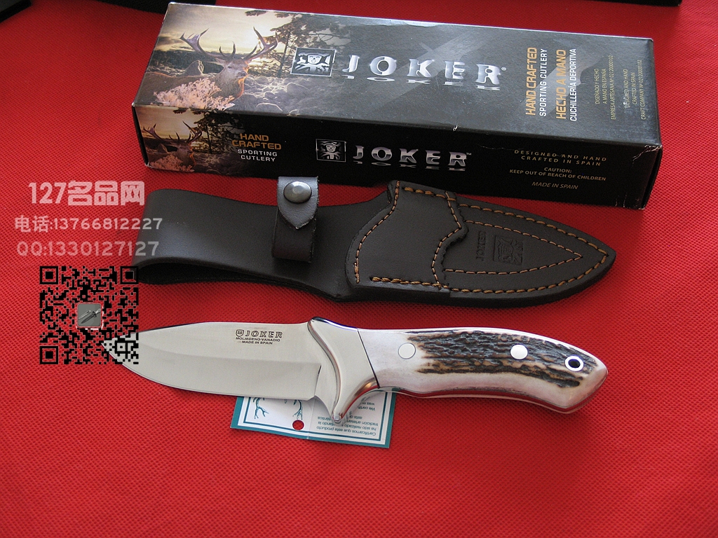 Muela西班牙鹿牌CC-06一体手工雄鹿角柄小直刀127名品