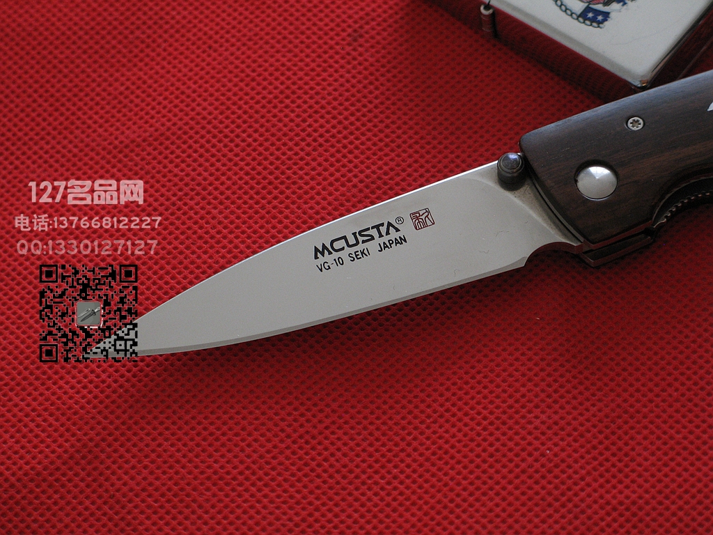 日本MCUSTA传世家徽LMC-1306千鸟限量版 檀木镶嵌鸟柄折刀