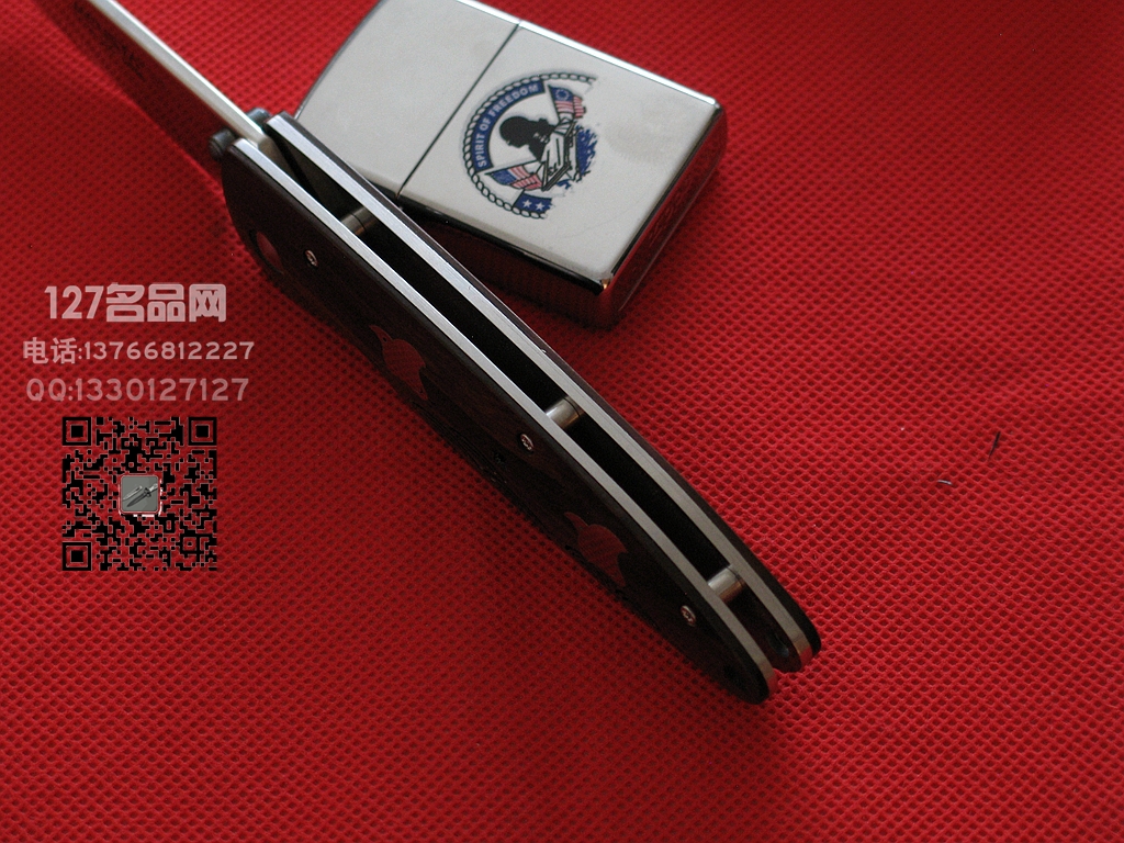 日本MCUSTA传世家徽LMC-1306千鸟限量版 檀木镶嵌鸟柄折刀