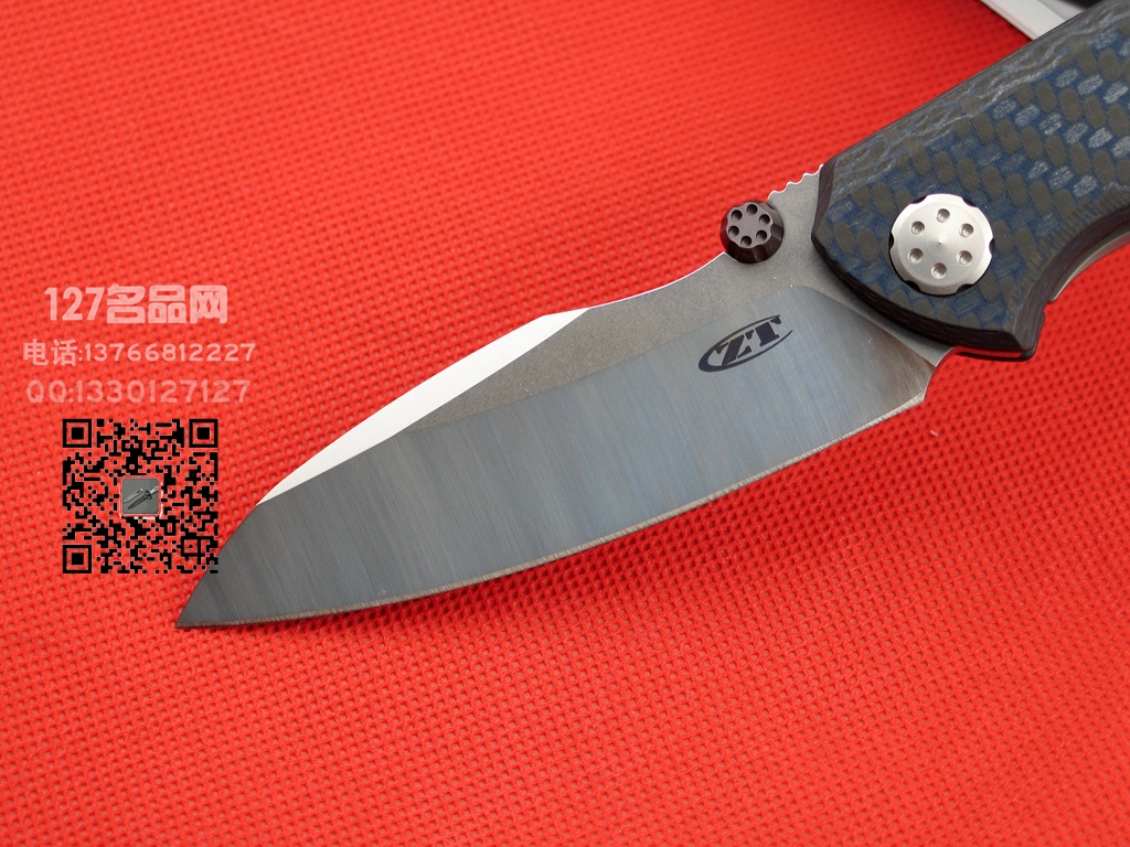 美国ZT零误差 0850BLUE CF碳纤维柄CPM 20CV钢战术刀