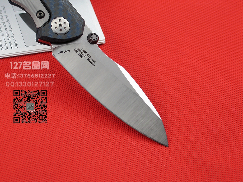 美国ZT零误差 0850BLUE CF碳纤维柄CPM 20CV钢战术刀