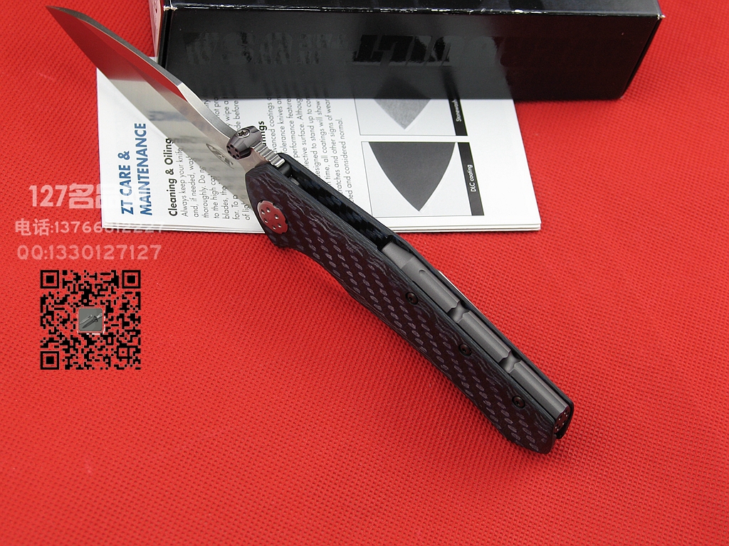 美国ZT零误差 0850BLUE CF碳纤维柄CPM 20CV钢战术刀