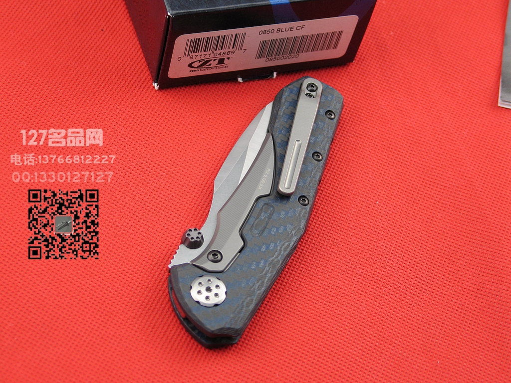 美国ZT零误差 0850BLUE CF碳纤维柄CPM 20CV钢战术刀