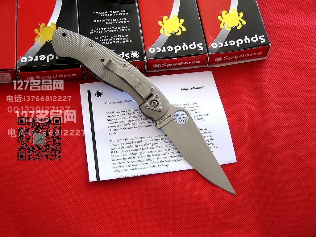 美国蜘蛛 SPYDERCO C36TIFP美军专用右手折刀 钛柄战术军刀