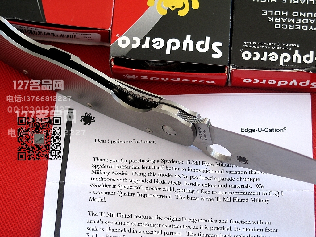 美国蜘蛛 SPYDERCO C36TIFP美军专用右手折刀 钛柄战术军刀