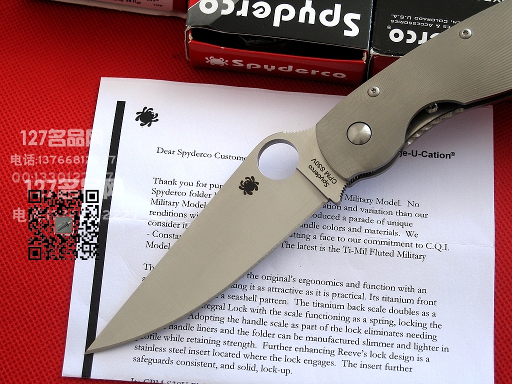 美国蜘蛛 SPYDERCO C36TIFP美军专用右手折刀 钛柄战术军刀