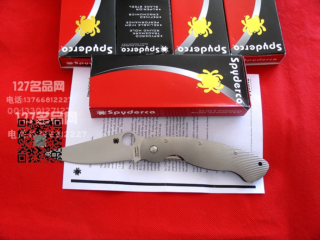 美国蜘蛛 SPYDERCO C36TIFP美军专用右手折刀 钛柄战术军刀