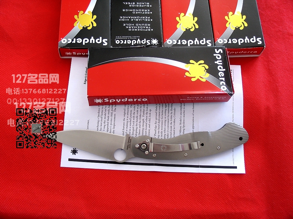 美国蜘蛛 SPYDERCO C36TIFP美军专用右手折刀 钛柄战术军刀