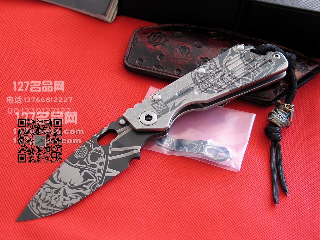 美国挺进者Strider SMF米克定制CTS 204P钢钛金属柄手工刀 军刀