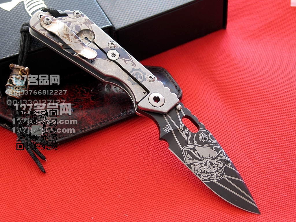 美国挺进者Strider SMF米克定制CTS 204P钢钛金属柄手工刀 军刀
