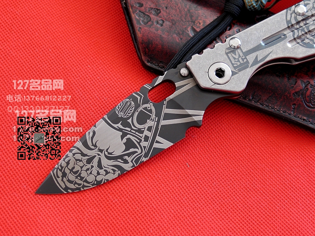 美国挺进者Strider SMF米克定制CTS 204P钢钛金属柄手工刀 军刀