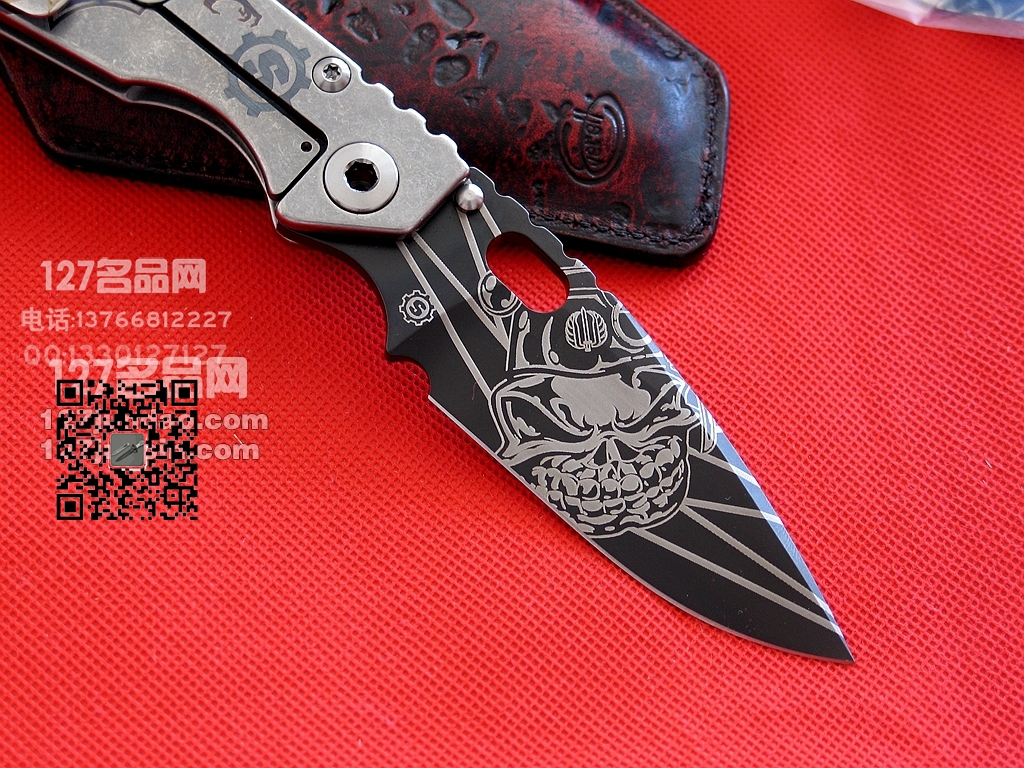 美国挺进者Strider SMF米克定制CTS 204P钢钛金属柄手工刀 军刀
