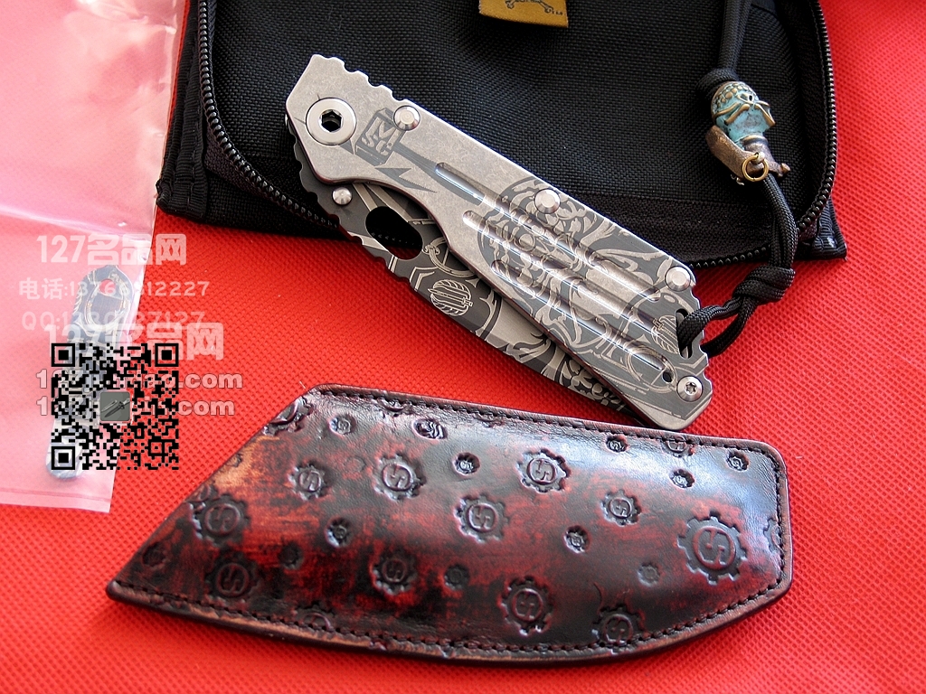 美国挺进者Strider SMF米克定制CTS 204P钢钛金属柄手工刀 军刀