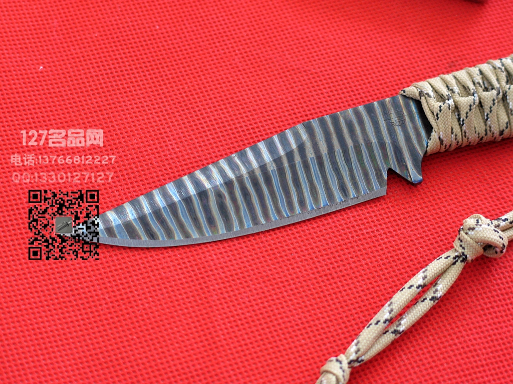 美国挺进者Strider WP全钛防磁沙彩绳柄小型战术刀