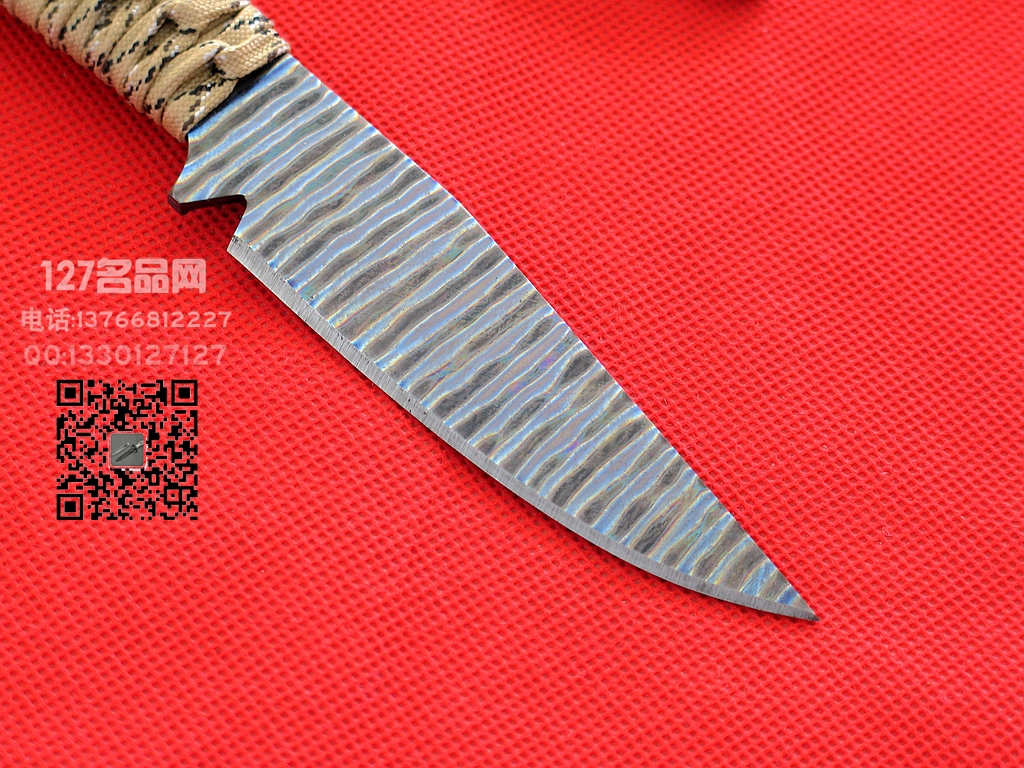 美国挺进者Strider WP全钛防磁沙彩绳柄小型战术刀