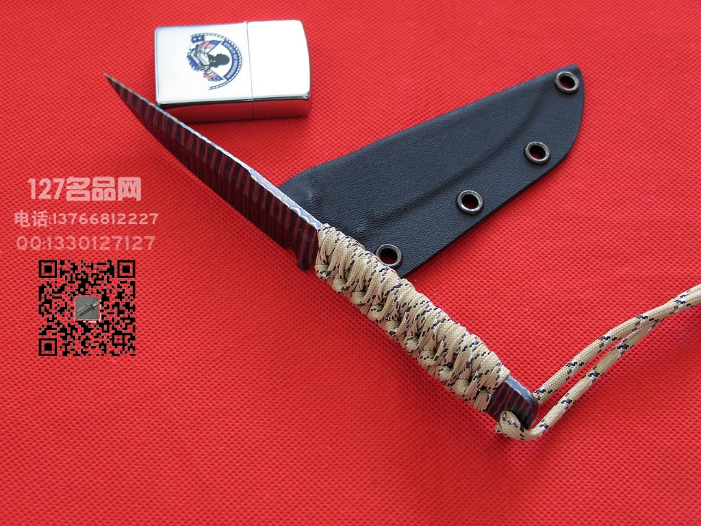 美国挺进者Strider WP全钛防磁沙彩绳柄小型战术刀