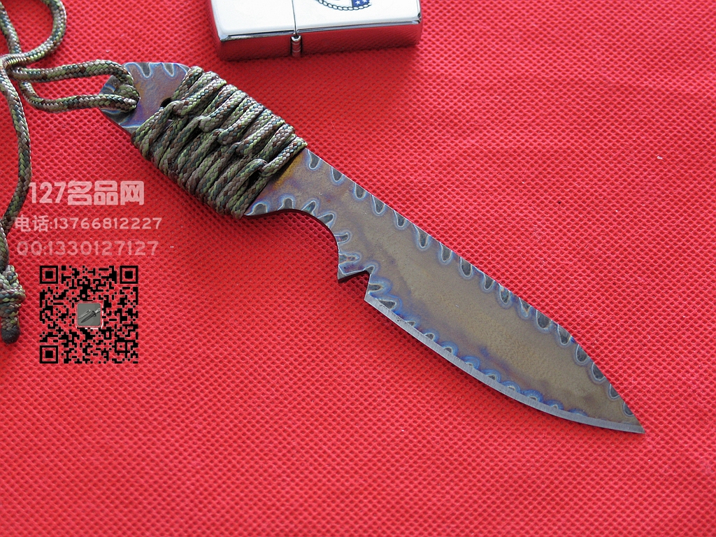 美国挺进者Strider WP全钛防磁缎烧刃小型战术刀 127名品