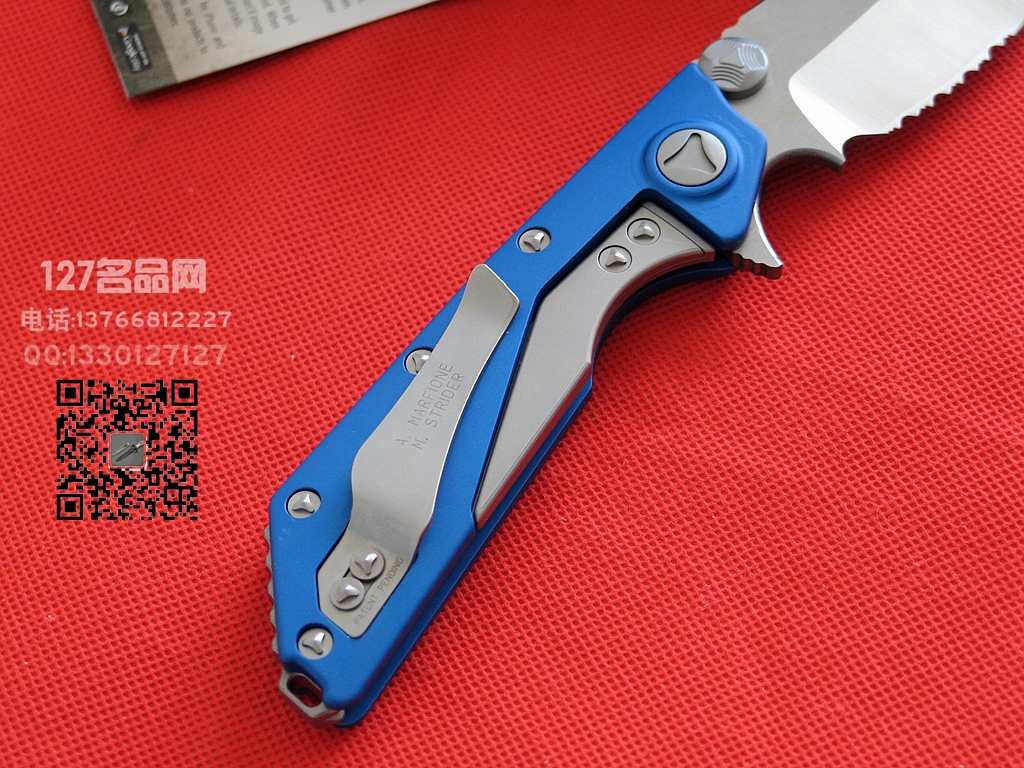 美国MICROTECH微技术153-5合作版半齿蓝色柄战术折刀